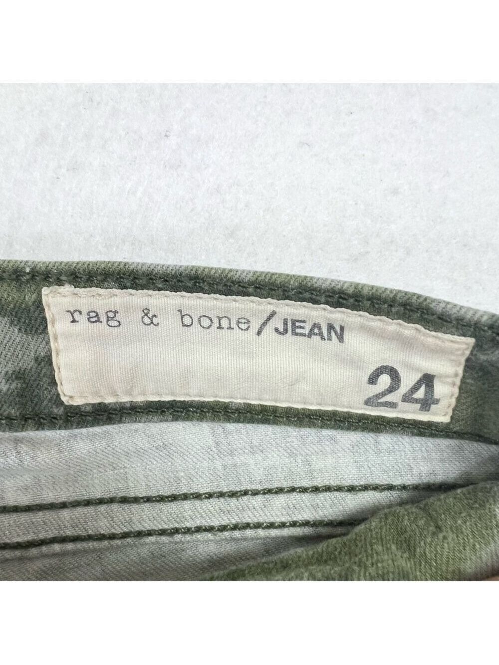 Rag & Bone Skinny Ankle Jeans Size 24 Green Camo Low Rise - Picture 8 of 14